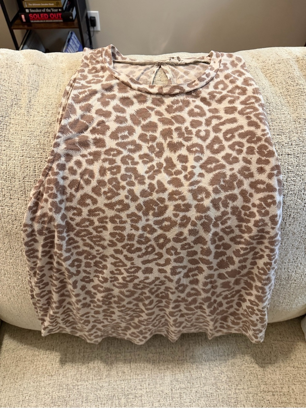 Glyder Brown and beige leopard print workout tank with twist back detail